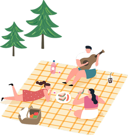 ピクニックをする人イラスト