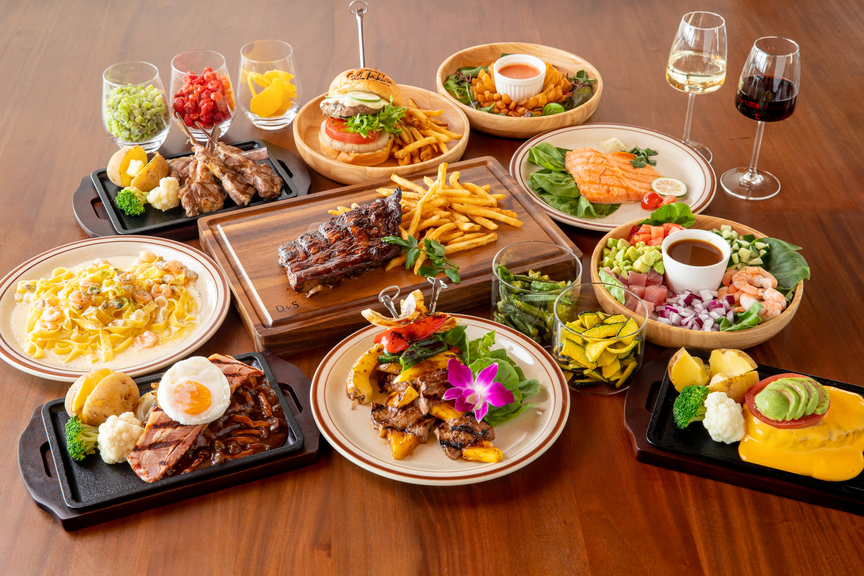 夕食 - 大分の食材を使用したグリル料理